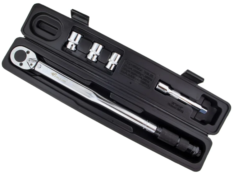 Klucz dynamometryczny 1/2" 28-210 NM z blokadą i nasadkami