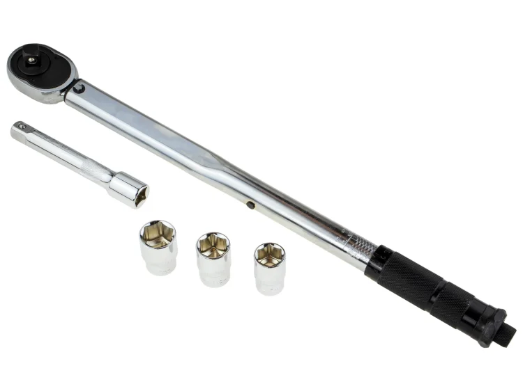 Klucz dynamometryczny 1/2" 28-210 NM z blokadą i nasadkami