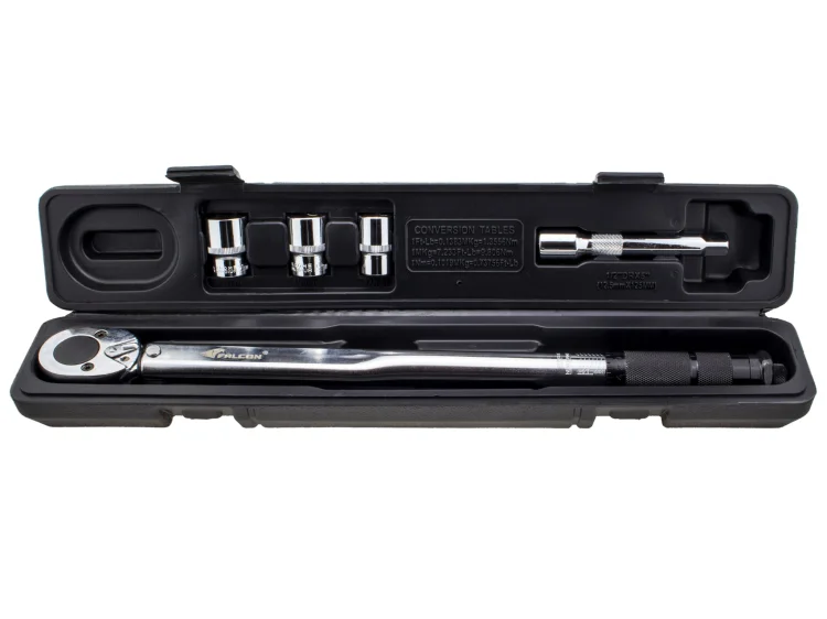 Klucz dynamometryczny 1/2" 28-210 NM z blokadą i nasadkami