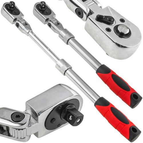 GRZECHOTKA TELESKOPOWA ŁAMANA 3/8" 215-315 MM 72 ZEBY REGULOWANA DŁUGOŚĆ
