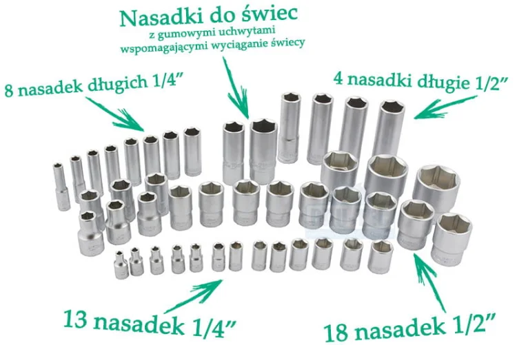Zestaw kluczy nasadowych 1/2" 1/4" HONITON 94 elementy