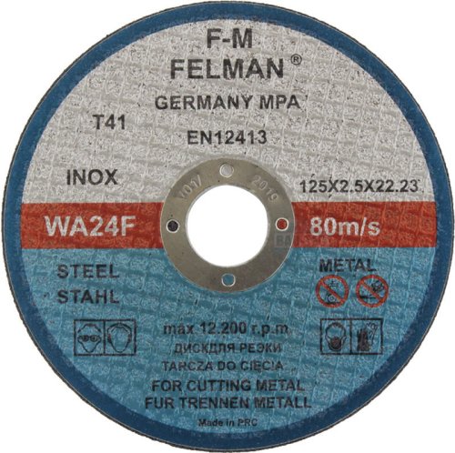 Tarcza do cięcia metalu i stali - Felman 125 x 2.5mm