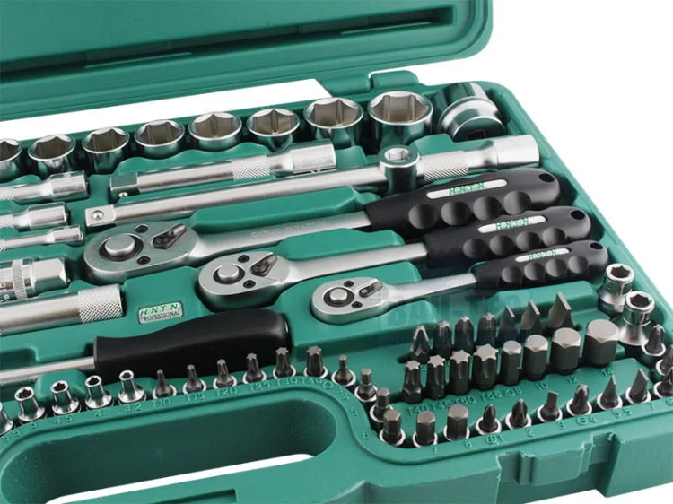 Zestaw kluczy nasadowych 1/2" 3/8" 1/4" HONITON 99 elementy